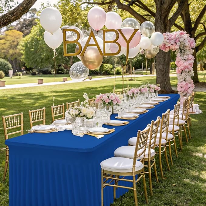 Smiry Spandex Tablecloth, Elastic Fitted Stretch Tablecloth for 4FT Rectangle Tables, Waterproof Washable Table Cover Skirt for Outdoor, Wedding, Banquet & Parties (Blue, 48Lx24Wx30H Inch)