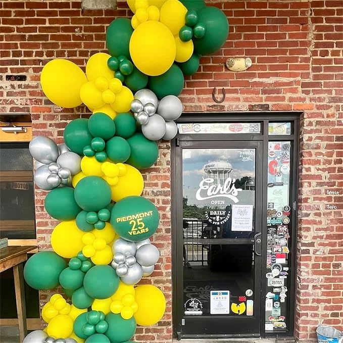 Green Yellow Balloon Garland Arch Kit, Dark Green Yellow Metallic Gold Balloon with Gold Confetti Explosion Star Foil Balloon for Birthday Baby Shower class of 2025 Graduation Party Decoration