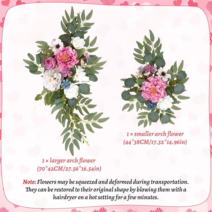 Wedding Arch Decorations 2 Pack - Reusable Artificial Hanging Flowers Floral Swag Greenery Garland for Wedding Welcome Sign Backdrop Bridal Ceremony Reception Backdrop, Baby Shower