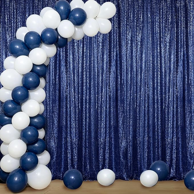 Sugargirl Navy Sequin Backdrop Curtain 4FTx8FT Glitter Navy Background Drapes Sparkle Photography Backdrop for Party Wedding Birthday Wall Decoration(1 Panel)