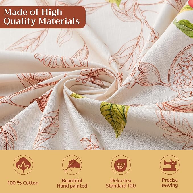 Maison d'Hermine Table Cloth Round Table 100% Cotton 63 Inches Tablecloth Reusable Decorative Everyday Use for Dining Room, Farmhouse, Home, Party, Festive & Wedding - Vintage Harvest