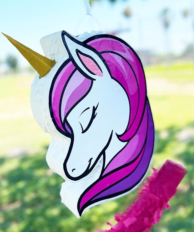 Jergrim Unicorn Pinata 4 Piece Set (16”x11”) Perfect for Unicorn Theme Birthday Decorations, Birthday Girl Party Supplies, 1st to 8th Parties, Fits piñata stuffers and party favors!