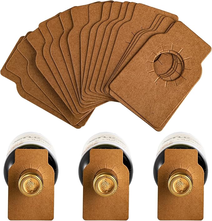 DEAYOU 500 PCS Wine Bottle Tags Kraft, Paper Craft Wine Hanging Cellar Labels for Bottle Neck, Reusable Custom Plain Wine Racks Marker Gift Tags for Champagne, Double Sided, Brown