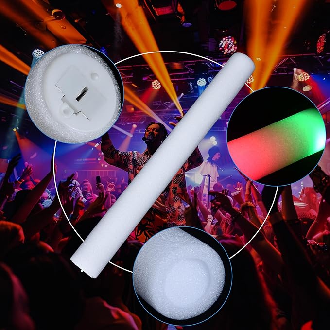 68 Pack Led Foam Sticks Bulk, Wedding Glow Sticks for Reception Props, White Light-up Sticks for Wedding，Light up foam Sticks, Party Light Sticks Pack, Light Sticks for Parties Bulk