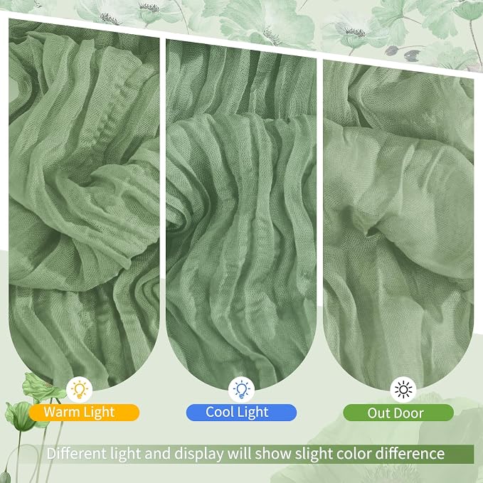 18 Pack Sage Green Cheesecloth Table Runner 17 x 108 inch Boho Gauze Table Runner Rustic Sheer Cheese Cloth Table Decorations for Wedding Party Baby Bridal Shower Birthday Holiday Home