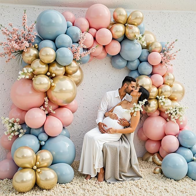 Gender Reveal Balloon Garland Arch Kit,412pcs Pink and Blue balloons 18 12 10 5 Inch for Gender Reveal Decorations Birthday Baby Shower Wedding Bridal