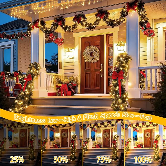 500LED Fairy Lights Twinkle String Light Plug in, 164ft Bendable Silver Copper Wire Firefly Lights, 12Modes with Timer Remote, Warm White Decor for Indoor Outdoor Room Wedding Party Christmas