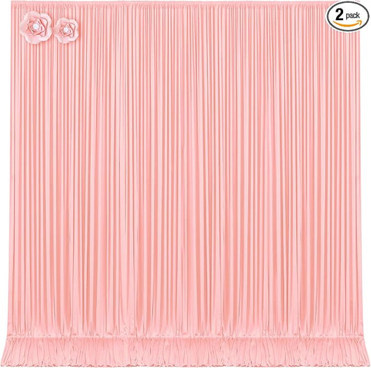 10x12 Blush Pink Backdrop Curtains for Wedding Party Wrinkle Free Backdrops Curtain Drapes Fabric Decorations Photo Back Drop Cloth for Baby Shower Photography Stage Reception 5ft x 12ft,2 Panels