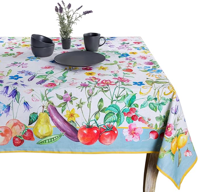 Maison d' Hermine Table Cloth Square Table 100% Cotton 54 x 54 Inches Tablecloth Reusable Decorative for Dining Kitchen Room Farmhouse Party Home Hotel Restaurant Spring Summer - Giverny