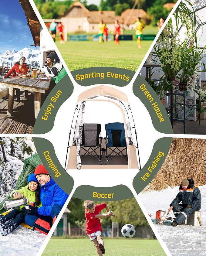 Pod All Weather Sports Tent, Outdoor Pop Up Bubble Clear 540° View Winter Tent for 1-2 Person, Instant Cold Weather Shelter with Rainfly for Soccer, Football, Softball & Other Sports Events