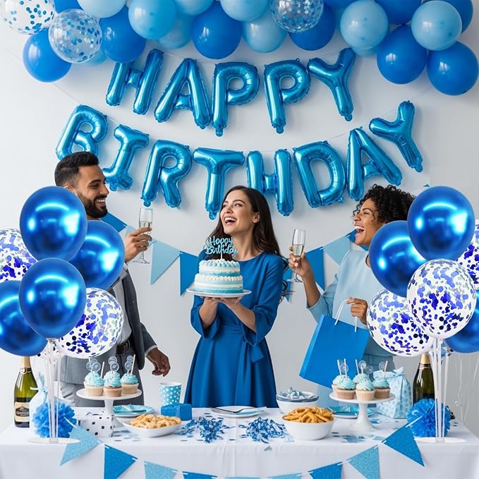 TONIFUL 4 Set Blue Balloon Stand Centerpieces for Table,Balloon Table Stand Kit,Blue Balloon Decorations for Birthday,Fathers Day,Baby Shower,Retirement,Class of 2026 Graduation Decorations