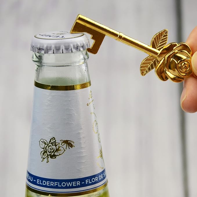 Makhry 50 Set Skeleton Rose Key Bottle Openers with Candy Box In Antique Vintage Style Escort Tags French Ribbon As A Gift Souvenir At Wedding Party Supplies (Antique Gold)