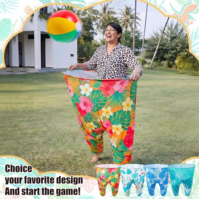 Seematn Granny Pants Yard Game Set of 4 Big Pants and 20 Balls 1 Pump, Granny Pant Outdoor Party Game for Adults Teens Group Family Reunions Backyard Tossing Fun