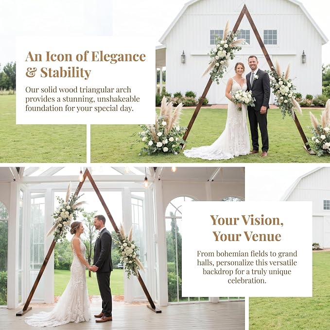 THORISE 7.87FT Wooden Wedding Arch, Wood Arch for Wedding Ceremony Gorgeous Arbor Backdrop Stand for Garden Parties