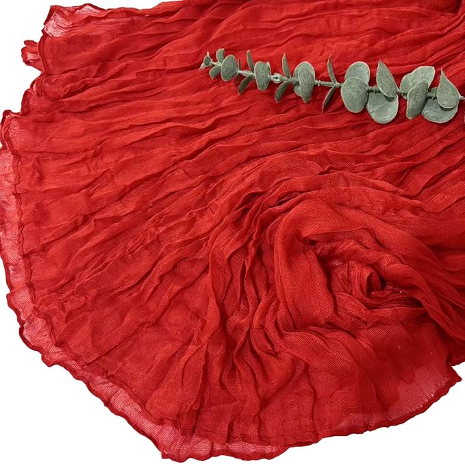 12Pack Red Cheesecloth Table Runner 10Ft Gauze Table Runner Red Cheese Cloth Table Runners Long Sheer Fabric Tablerunners for Wedding Party Bridal Shower Thanksgiving Christmas