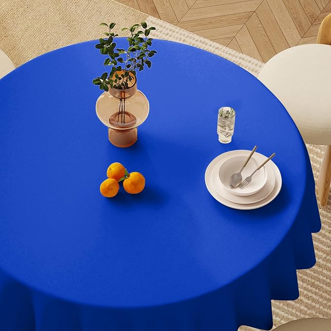sancua Royal Blue Round Tablecloths 108 Inch, 6 Pack - Circle Fabric Cloth Table Cloths for Wedding Party Banquet Birthday, Washable Polyester Table Cover (Fit 30-72 Inch Tables)