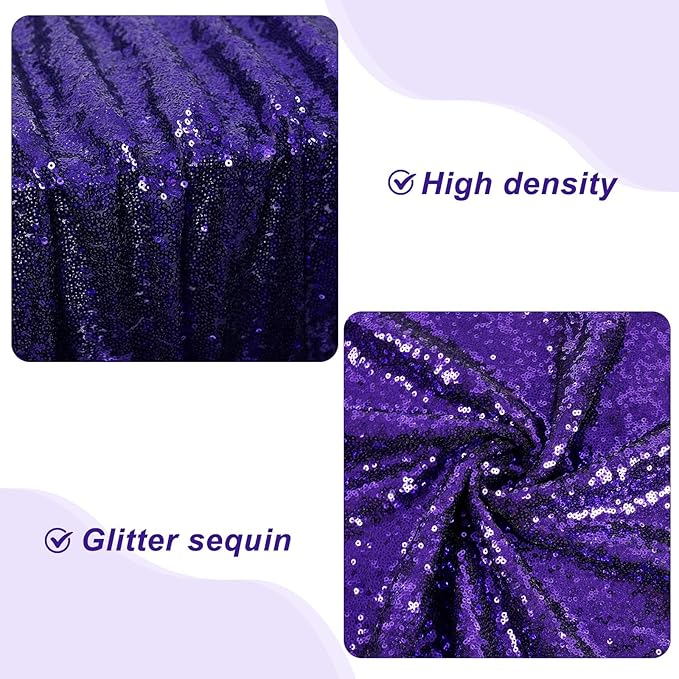 PartyDelight Sequin Tablecloth Purple Sparkly Table Cloth Rectangular 50"x80"