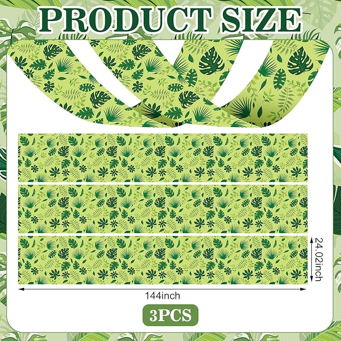 Feifeiya 3 Pcs 36 ft Rainforest Palm Leaves 2026 VBS Decorations Rainforest Tropical Safari Banner Hawaiian Luau Jungle Theme Party Ceiling Decorations for Summer Sunday School Classroom Party