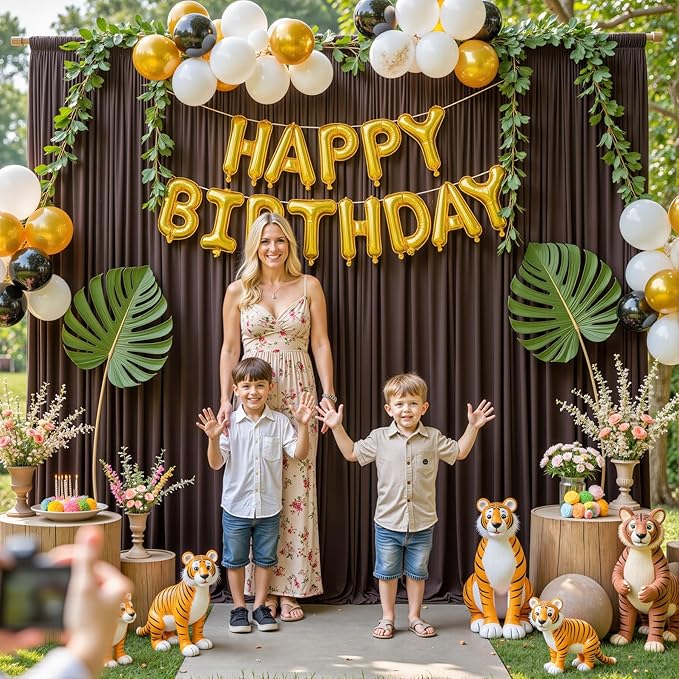 10ft x 10ft Brown Backdrop Curtain for Parties Wedding Brown Wrinkle Free Backdrop Drapes Panels for Baby Shower Gender Reveal Birthday Photo Photography Polyester Fabric Background Decoration