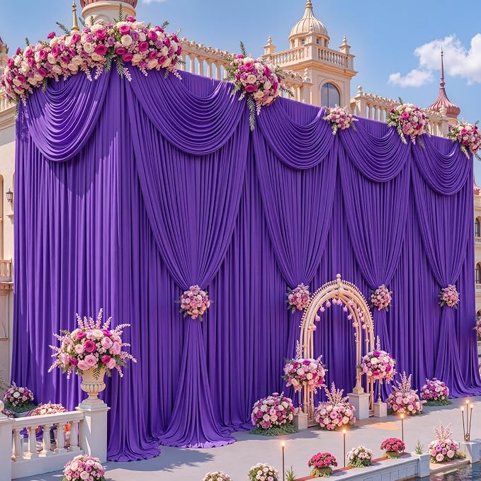 20x15ft Purple Backdrop Curtains for Baby Shower Parties Wrinkle Free Fabric Backdrop Curtain Wedding Photo Drapes Backdrop for Girls Birthday Party Bridal Shower Photography Back Drop 4 Panels 5x15FT