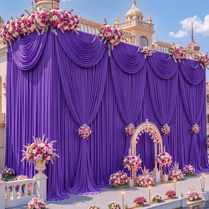 10x12ft Purple Backdrop Curtains for Baby Shower Parties Wrinkle Free Fabric Backdrop Curtain Wedding Photo Drapes Backdrop for Girls Birthday Party Bridal Shower Photography Back Drop 2 Panels 5x12FT