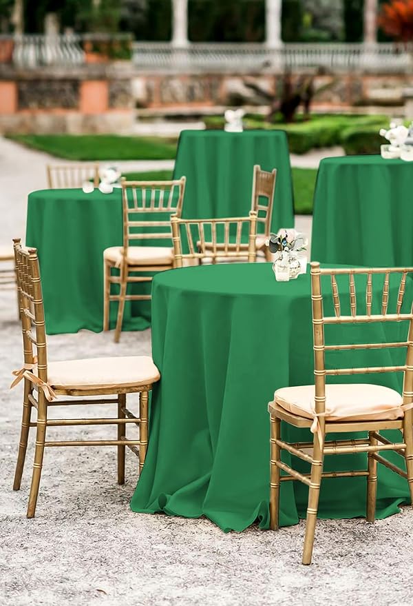 fani 10 Pack 90 Inch Round Tablecloth, Green Polyester Fabric Table Cloth for Round Table, Stain and Wrinkle Resistant Washable Table Cover for Wedding Party Dining Table Buffet and Camping