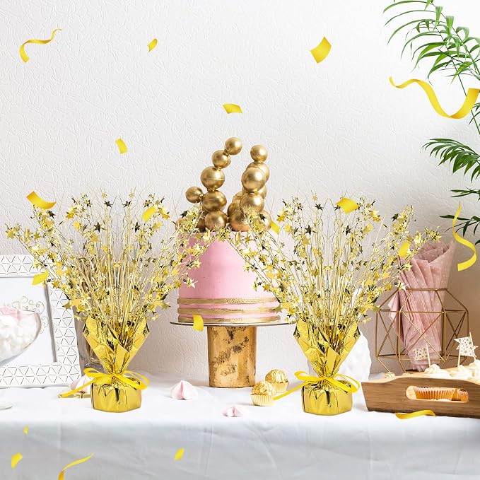 Crowye 18 Pcs Foil Spray Centerpiece Table Decoration Party Star Burst Metallic Graduation Table Centerpieces for Spring Party Birthday Season Wedding Holiday(Gold)