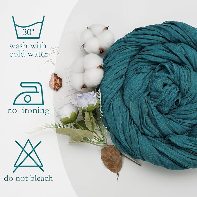 16 Pack Teal Cheesecloth Table Runner 10ft Boho Gauze Fabric 120 Inch Cheese Cloth Table Runner Rustic Sheer for Holiday Baby Shower Party Décor Home Wedding Decoration