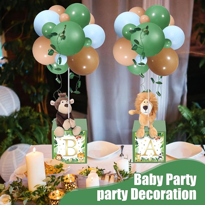 Lenwen 6 Sets Baby Letter Boxes Decorations Table Centerpieces for Baby Shower Gender Reveal,Bear Stuffed Animals Balloon with Stand Plush Toy Boxes for Birthday Party Wedding (Bear,Brown)