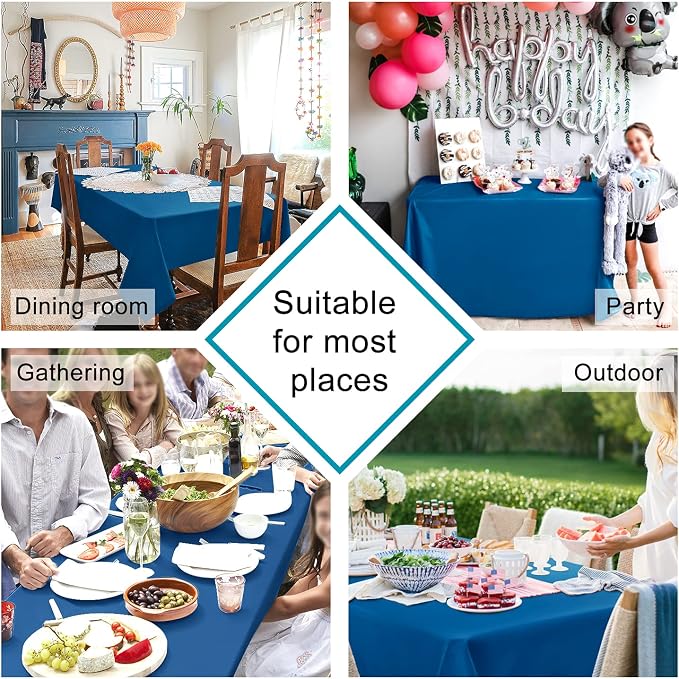 Hiasan Tablecloth for Rectangle Tables - 70 x 140 inch - Waterproof, Spillproof & Wrinkle Resistant Washable Polyester Table Cloth for Dining/Party/Outdoor Picnic, Royal Blue
