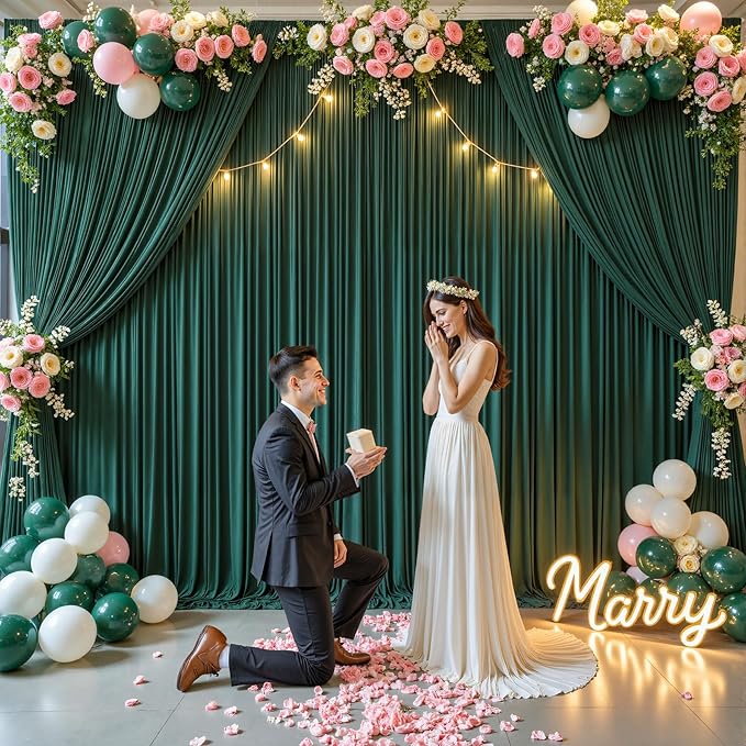 10ft x 7ft Hunter Green Backdrop Curtain for Parties Dark Green Wrinkle Free Backdrop Drapes Panels for Baby Shower Birthday Party Photo Photography Polyester Fabric Background Decoration