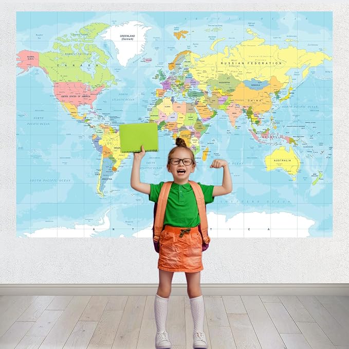 5x3ft World Map Backdrop Adventure Begins Travel Boys Baby Shower Party Decorations Map Backdrops Around World Adventure Birthday Bridal Shower Photography Background Photobooth Props