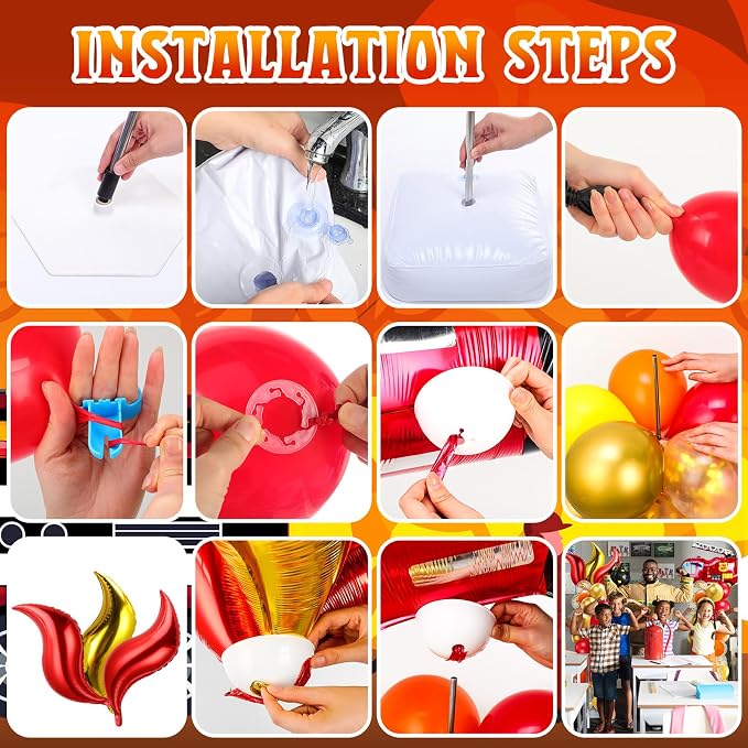 Kasyat 2 Set Fire Truck Party Balloon Column Stand Kit with 2 Fire Truck and 100 Latex Balloons, fire Truck Party Supplies for Wedding Baby Shower Birthday Party