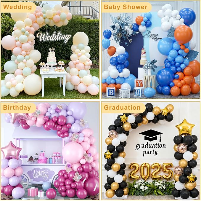 Chamvis Balloon Arch Stand, 8.2ft & 5ft Ajustable Balloon Arch Kit Wedding Arch Frame Flower Arch Stand Half Curve Arch Backdrop Balloon Stand(White)