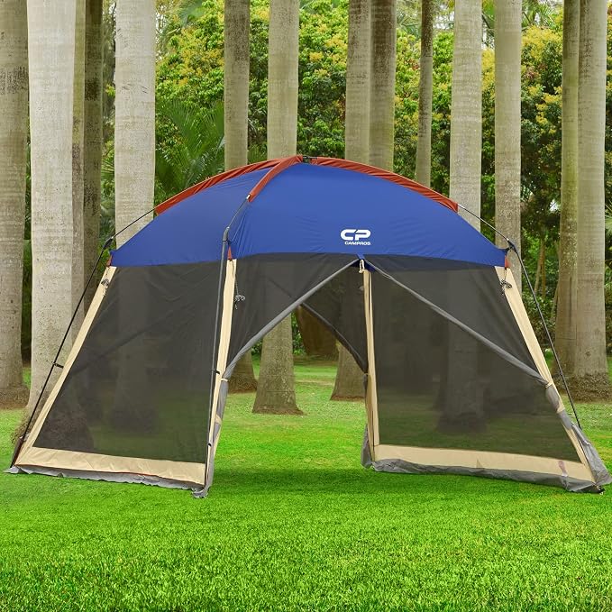 CAMPROS CP Screen House Room 12x12 Ft Mesh Net Tent Canopy Shelter Gazebo for Patios Outdoor Camping Activities - Navy, 12x12FT Blue, CP-1212S-NY