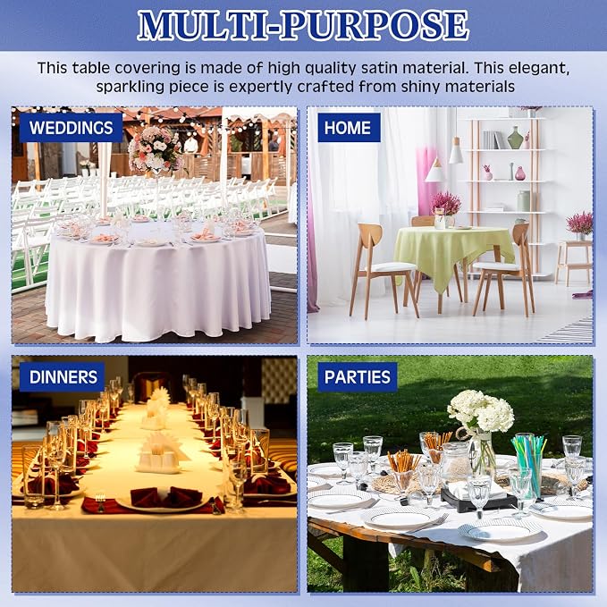 Newwiee 12 Pcs 72 Inch Satin Tablecloth Square Overlay Smooth Fabric Tablecloth Satin Table Cover Fabric Decoration Dining Cloths for Party Wedding Banquet Table Decoration(Royal Blue)