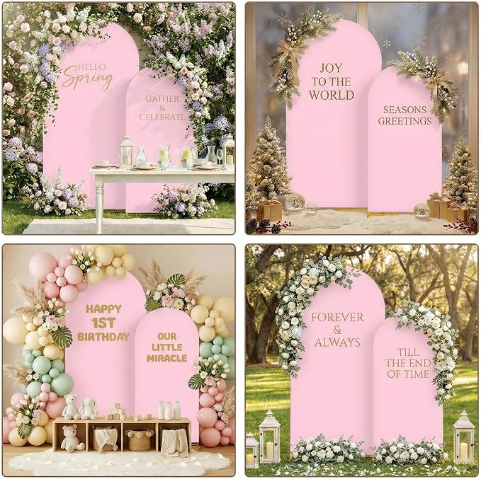Toolterritary Metal Arch Backdrop Stand and Cover Set, 8FT, 6.6FT Party Backdrop, Easy to Assemble, Backdrop Stand for Parties, Birthday, Baby Shower