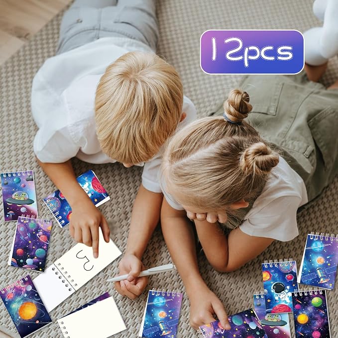 Space Party Favors, Space Themed Birthday Supplies, Including Gift Bag, Stickers, Silicone Wristbands, Badge, Notebook, Keychain, for Kids Birthday Goodie Bag Fillers Class Prizes