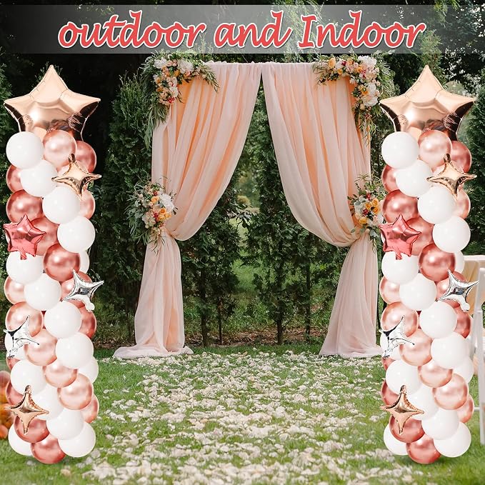 Gejoy 110 Pcs Champagne Rose Gold Balloons Column Stand Kit Adjustable Tower Stand from 1.4 to 6.6 ft with Bases for Back to School Wedding Birthday Baby Shower Party