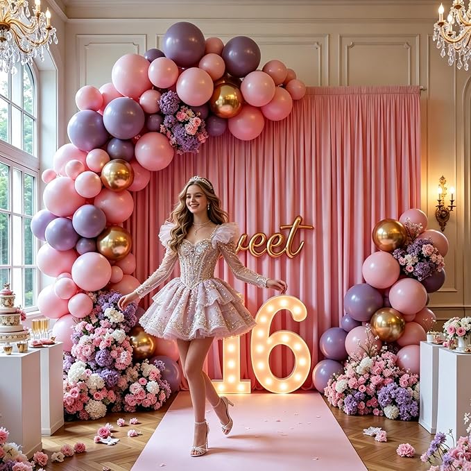 Gallety Pink Backdrop Curtains for Wedding, Polyester Photography Backdrops Curtains - 20FT x 10FT Wall Curtains with Rod Pockets for Celebration,Birthday, Baby Baptism,Graduation Decorations