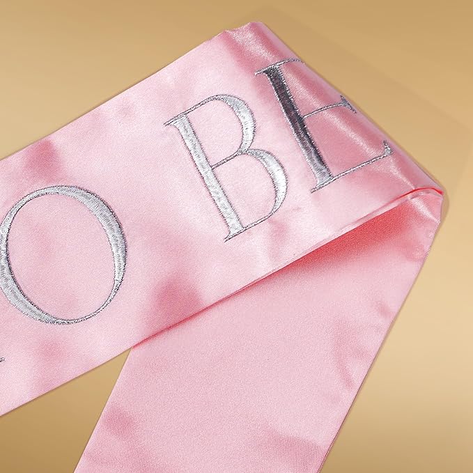 Embroidered Bride to Be Sash Double-Layer Satin Sash Bridal Shower Hen Night Bachelorette Party Accessories(Rose Gold)