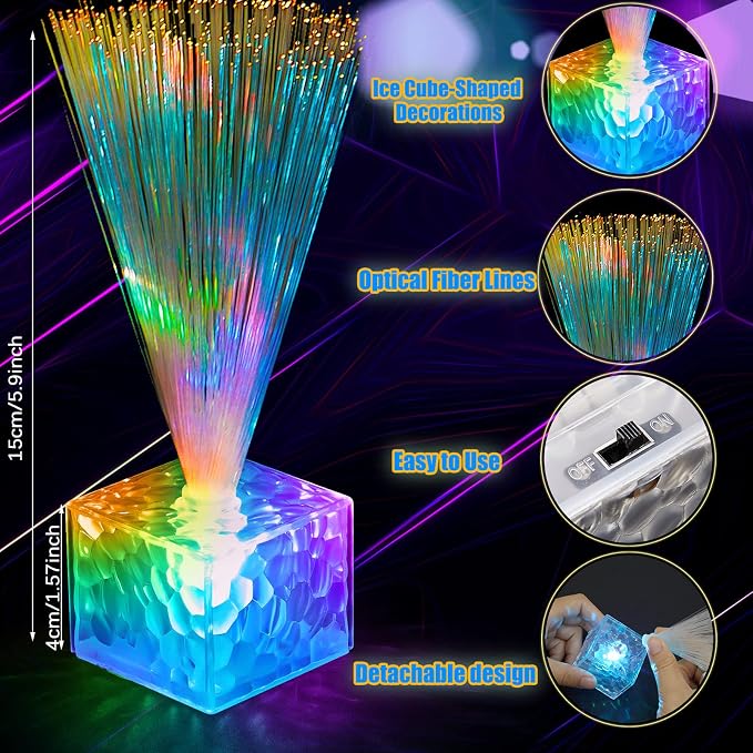 Amylove 16 Pcs Mini Fiber Optic Lamp Bulk LED Light Color Changing Table Centerpiece Glow in The Dark Party Favors Supplies for Wedding Graduation Prom Birthday Disco Dance Decorations (6 Inch,Clear)