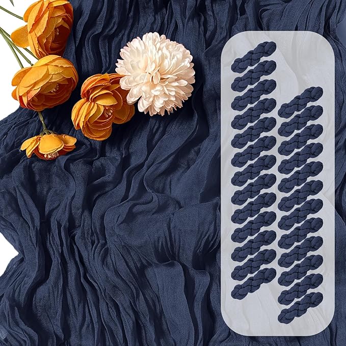 25 Pack Navy Blue Cheesecloth Table Runner 17 x 108 Inch Gauze TableRunner Fabric Semi Sheer Cheese Cloth Table Runner Bulk for Rustic Romantic Wedding Baby Shower Table Decoration
