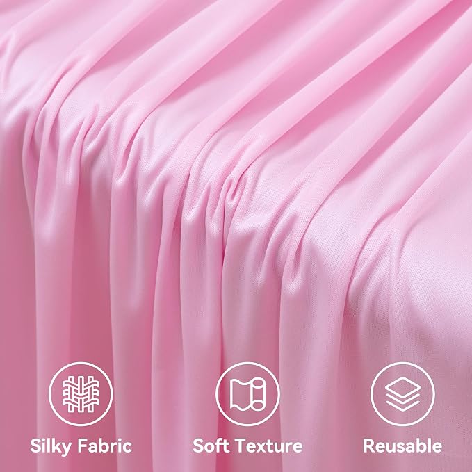 6 Panels 5x20ft Pink Ceiling Drapes for Wedding Parties, Wrinkle Free Ceiling Curtains Thick Polyester 20 ft Long Canopy Tent Draping Fabric Arch Drapery for Birthday Big Party Events