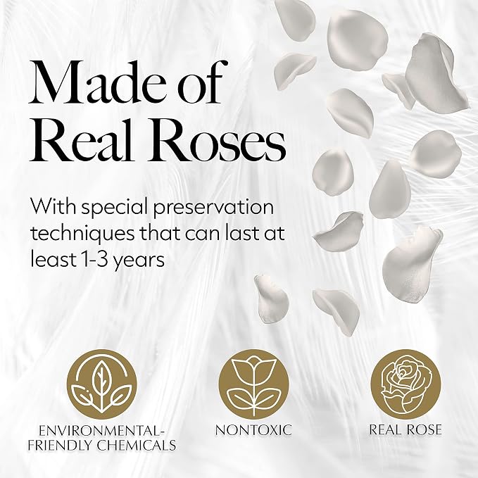 GLAMOUR BOUTIQUE 27 Flower Forever Heart Shape Box, Mothers Day Gift For Mom, Eternal Preserved Roses Gift for Her, Flowers bouquet, For Birthday, Anniversary, Girlfriend - White