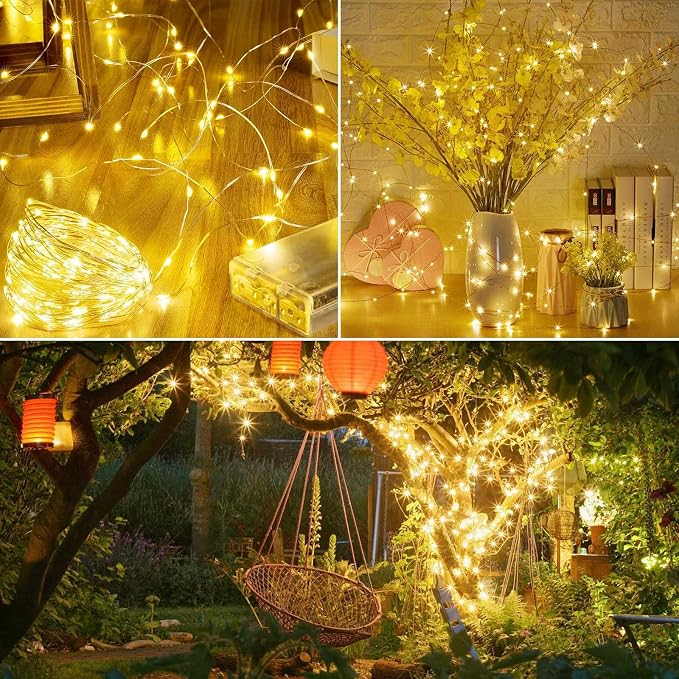 6 Pack Total 120FT 360LED Fairy Lights Battery Operated with Rmote, Waterproof Twinkle Lights with Timer Indoor Outdoor, Cuttable String Light for Bedroom, Classroom, Wedding, DIY, Christmas Decor