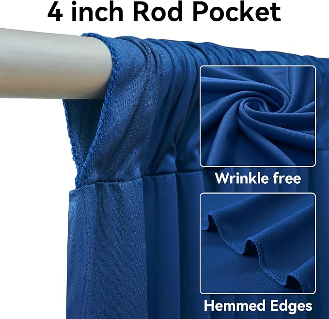 20ft x 12ft Royal Blue Backdrop Curtain for Parties, Wrinkle Free Polyester 4 Panels 5x12ft Photo Backdrop Drapes Back Drop Cloth for Wedding Birthday Party Baby Shower Photography Background