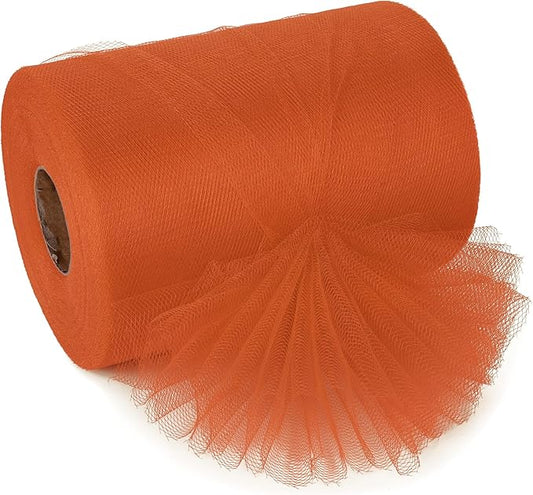 Orange Tulle Ribbon 6 Inch x 100 Yards Soft Mesh Fabric for DIY Crafts Wedding Decorations Sewing Gift Wrapping and More