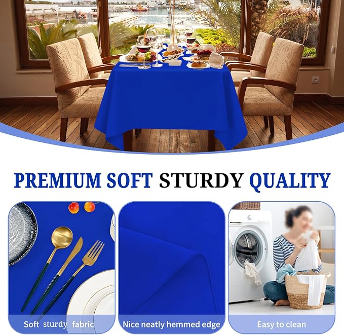 Pesonlook 12 Pack Rectangle Polyester Tablecloth-60 x 102 Inch Royal Blue Rectangle Tablecloth for 6 Ft Rectangle Tables,Washable Fabric Table Cover for Wedding/Buffet Party/Dining Table/Events