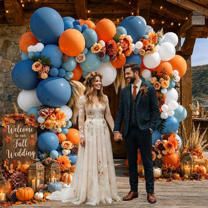 Dusty Blue Orange Fall Balloon Arch Garland Kit 91Pcs Double Stuffed | Pastel blue, Burnt orange, White balloons, Thanksgiving, Autumn, Pumpkin, Baby Shower, Birthday, Wedding for Party Decor